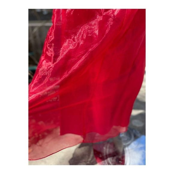 Vintage 90s Jessica McClintock for Gunne Sax Strapless Formal Maxi Dress Red Bea - Picture 10 of 16